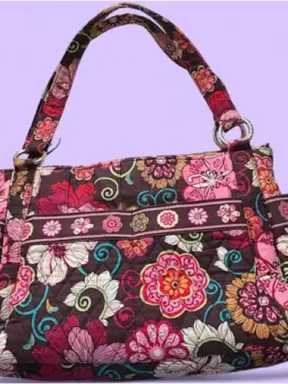 Vera Bradley Mod Floral Quilted Floral Tote Bag - Pink & Brown like NEW 🌺
